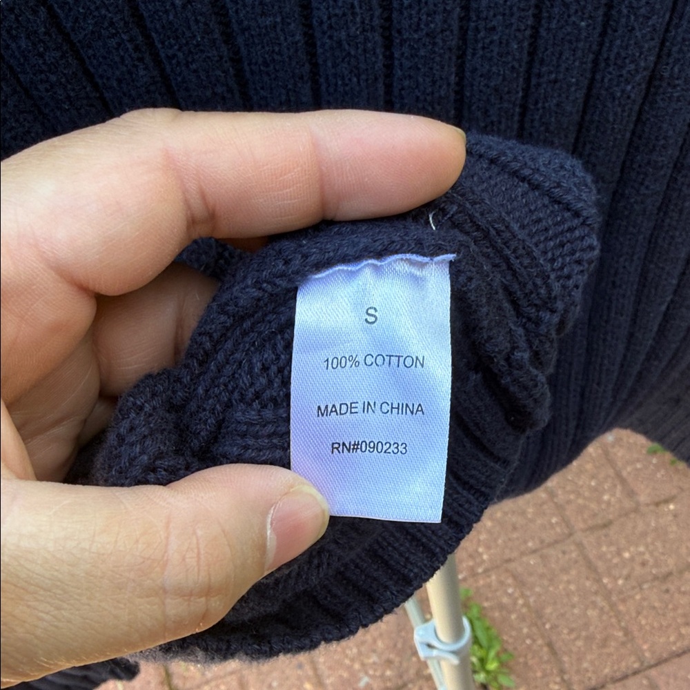 Classic Navy Blue Ribbed Sweater - Picture 10 of 10